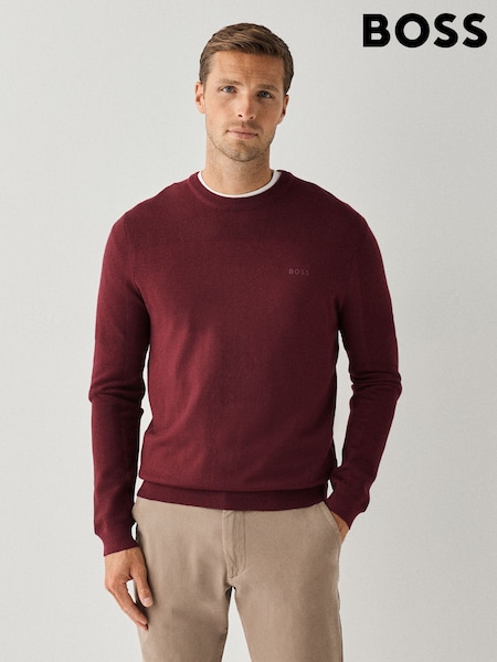 Red - Regular Boss Momentum Textured Detail Logo Jumper