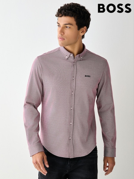 Қызғылт - Regular Boss Motion Cotton Regular Fit Long Sleeve Shirt