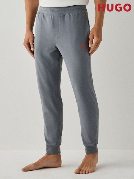 رمادي - Regular Hugo Logo Print Stretch Cotton Joggers