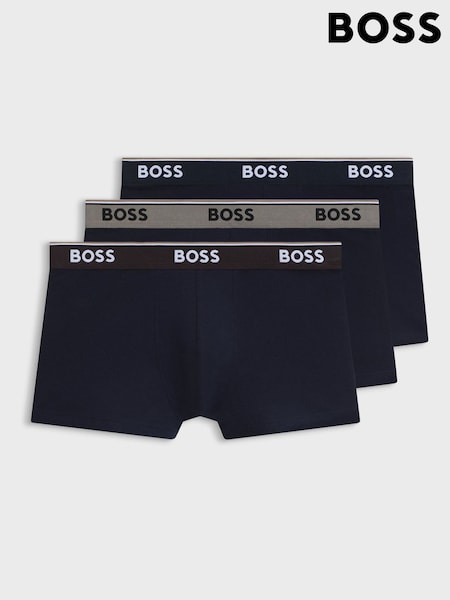 Niebieski - Regular Boss Power Logo Boxer Trunks 3 Pack