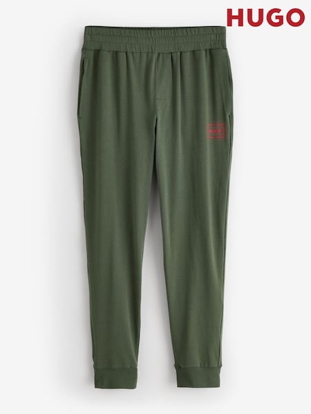 Green - Regular Hugo Logo Print Stretch Cotton Joggers
