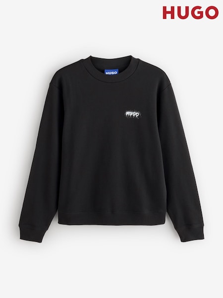 Black - Regular Hugo Noda Crew Neck Logo Sweat Top