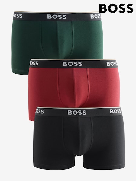 Green/Red/Black - Regular Boss Power Logo Trunk Boxers 3 Pack