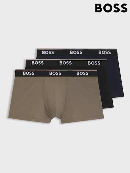 Čierna - Regular Boss Power Logo Trunk Boxers 3 Pack