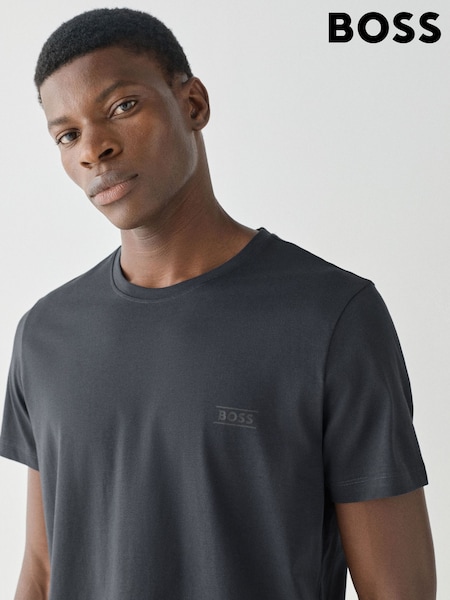 Grey - Regular Boss Regular Fit Crew Neck Logo T-shirt