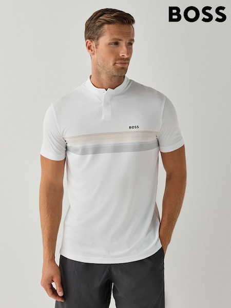 Alb - Regular Boss Stripe Detail Tennis Polo Shirt