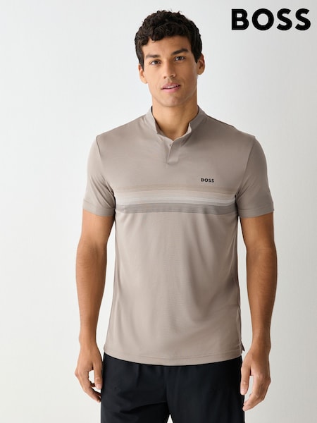 Green - Regular Boss Stripe Detail Tennis Polo Shirt