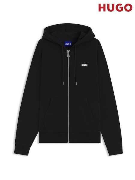 Noir - Regular Hugo Logo Zip Hoodie