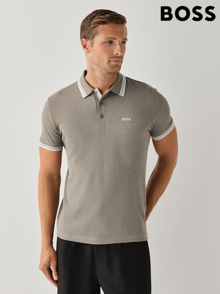 بيج - Regular Boss Regular --fit Paddy Tipped Collar Polo Shirt