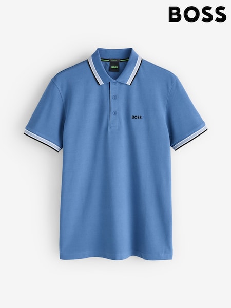 أزرق - Regular Boss Regular --fit Paddy Tipped Collar Polo Shirt