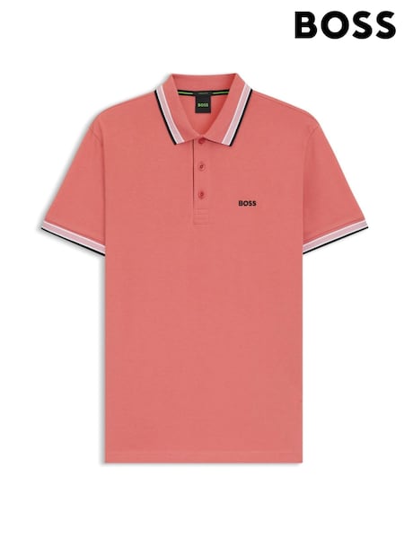 Koraļļu rozā - Regular Boss Regular --fit Paddy Tipped Collar Polo Shirt