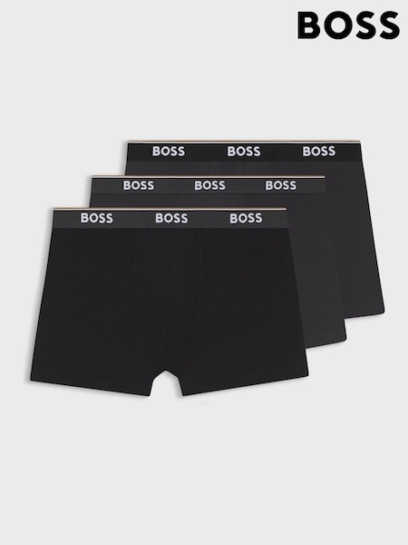 Black/Grey - Regular Boss Power Logo Hipster Boxers 3 Pack