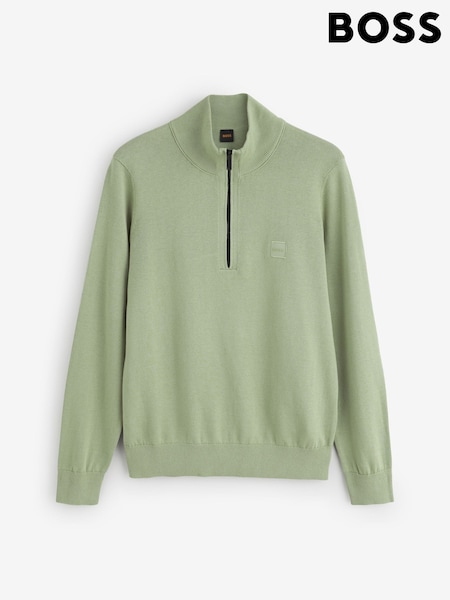 Verde - Regular Boss Kanobix Quarter Zip Logo Jumper