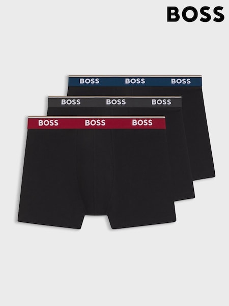 Jet Black - Regular Boss Power Logo Hipster Boxers 3 Pack