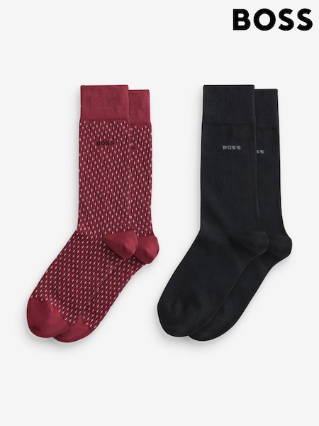 Red - Regular Boss Printed Socks 2 Pack