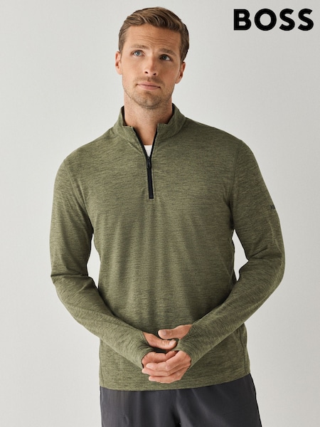Zeleno - Regular Boss Quarter Zip Active Sweat Top