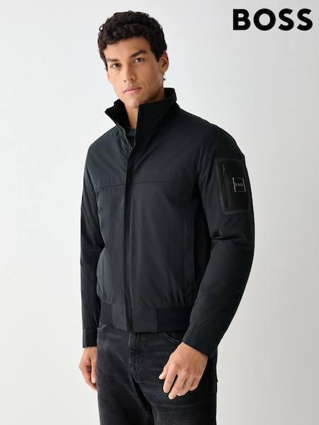 블랙 - Regular Boss Jadon Quilted Bomber Jacket