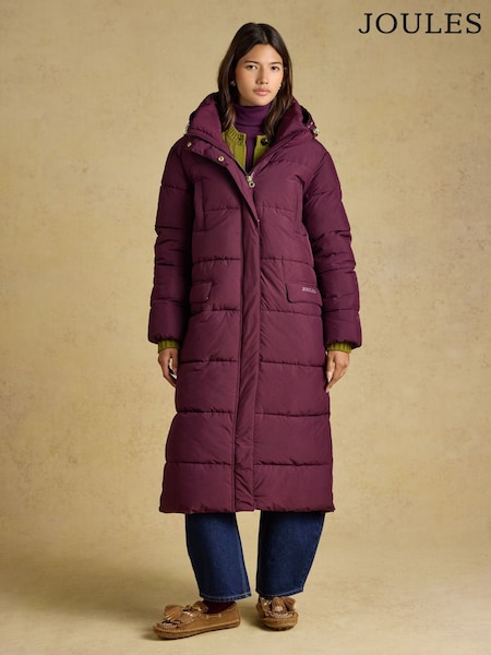 Purple - Joules Matchday Longline Oversized Showerproof Coat