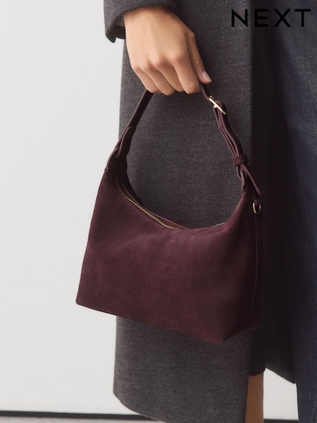 Burgundy Red - Leather Hand Held Bag