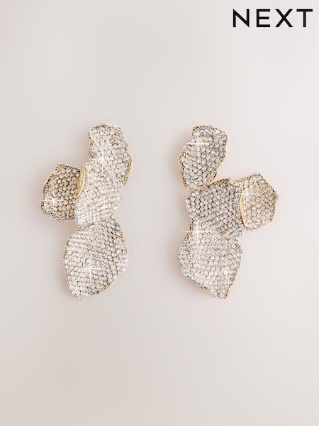 Silver Tone - Flower Sparkle Stud Earrings