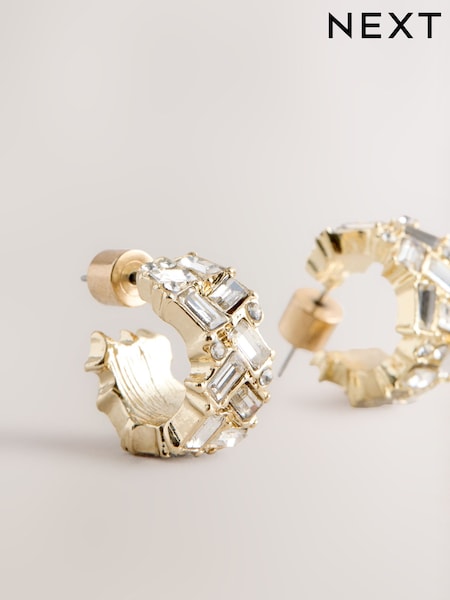 Gold Tone Sparkle - Small Hoop Earrings