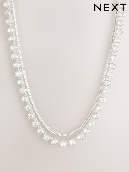 Silver Tone - 2 Layer Sparkle Necklace