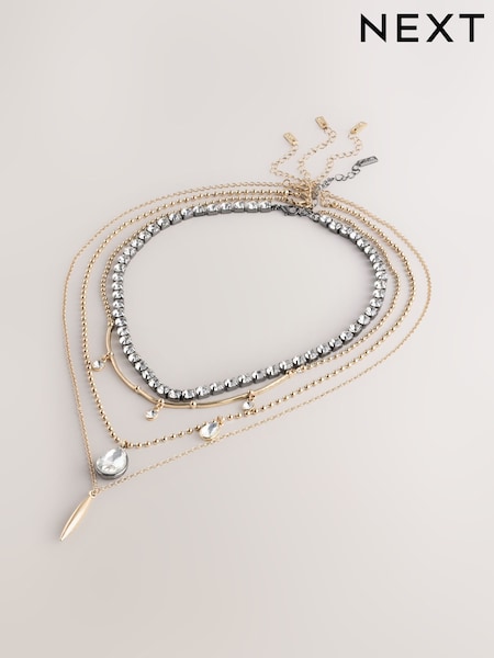 Mixed Metal - 4 Layer Sparkle Necklace
