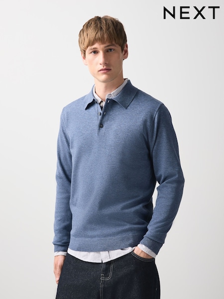Azul - Slim Fit Knitted Polo Shirt