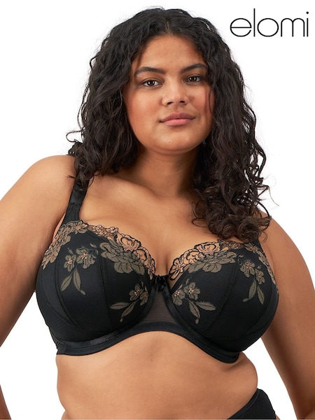 Black/Almond - Elomi Teagan Underwire Plunge Bra