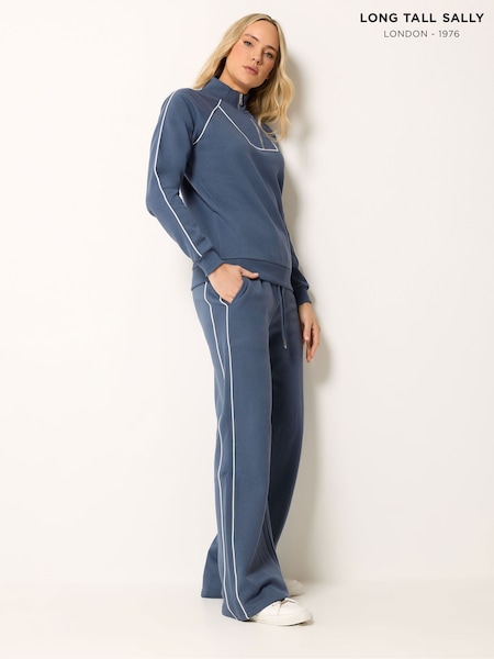 Mėlyna - Long Tall Sally Ilgos, plačios jogger kelnės su vamzdeliais ir raišteliais