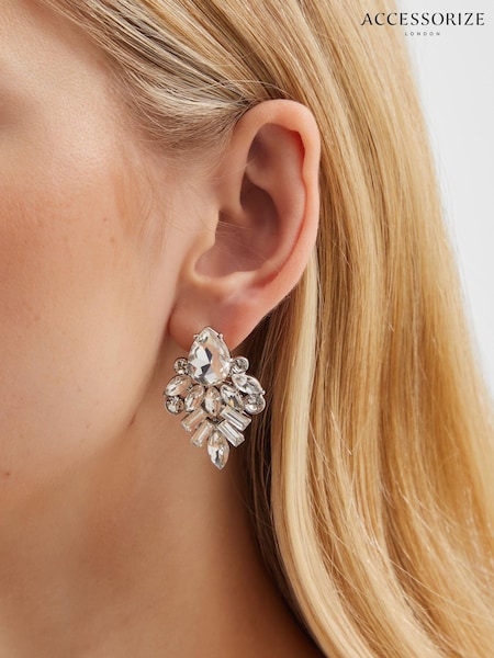 White - Accessorize Statement Jewel Drop Earrings