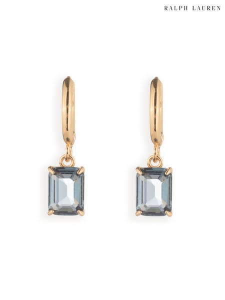 זהב/כחול - Lauren Ralph Lauren Stone Huggie Hoop Earrings