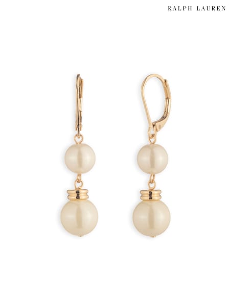 Gold - Lauren Ralph Lauren Lauren Ralph Lauren Gold & Faux Pearl Double Drop Earrings
