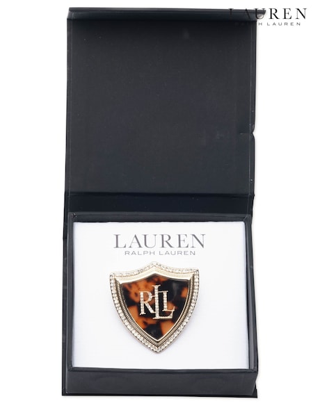 Gold - Lauren Ralph Lauren Lauren Ralph Lauren Gold & Tortoise Logo Sheild Brooch Pin