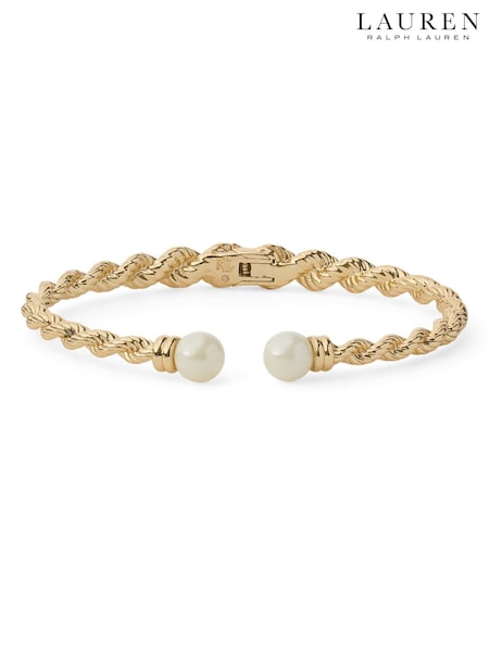 Gold - Lauren Ralph Lauren Faux Pearl Open Cuff Bangle