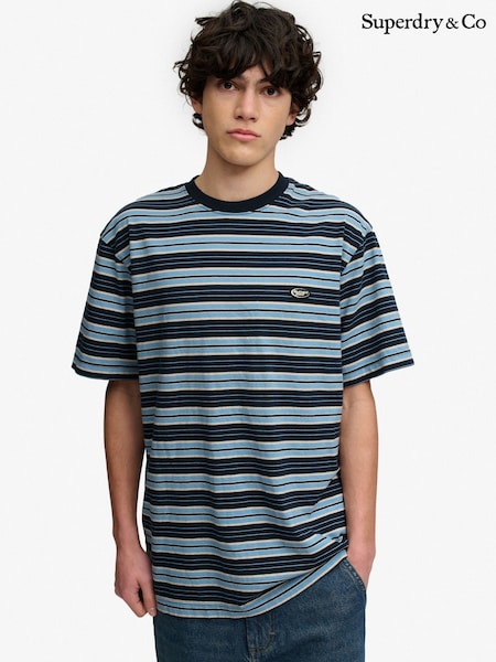 Blue - Regular Superdry Oversized Stripe T-shirt