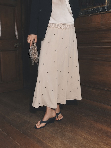 Розоватый - Laura Ashley Embellished Maxi Skirt