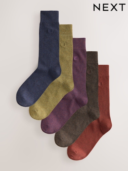 צבע אדום עשיר/ירוק בצביעת מלאנז' - Regular Embroidered Lasting Fresh Socks