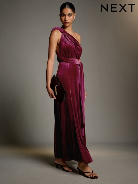Red - Velvet Multiway Wedding Guest Bridesmaid Maxi Dress