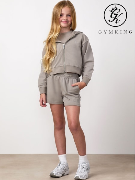 Brown - Gym King Junior Victory Boxy Full Zip Hoodie