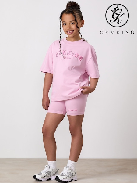 ורוד - Gym King Junior Shadow Boyfriend T-shirt