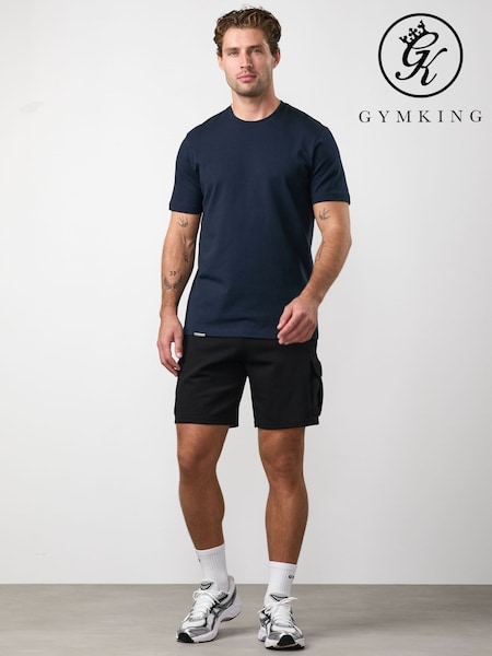 Black - Regular Gym King Linear Travel Cargo Shorts
