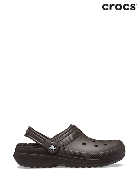 חום - Crocs כפכפים קלאסיים למבוגרים עם בטנת פליז