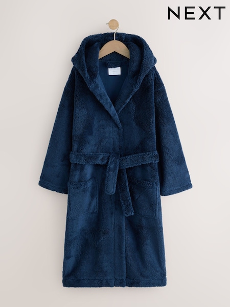 Navy - Long Fleece Robe (9-16yrs)