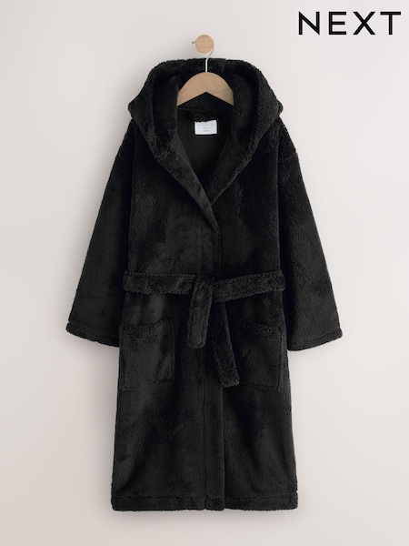 Black - Long Fleece Robe (9-16yrs)