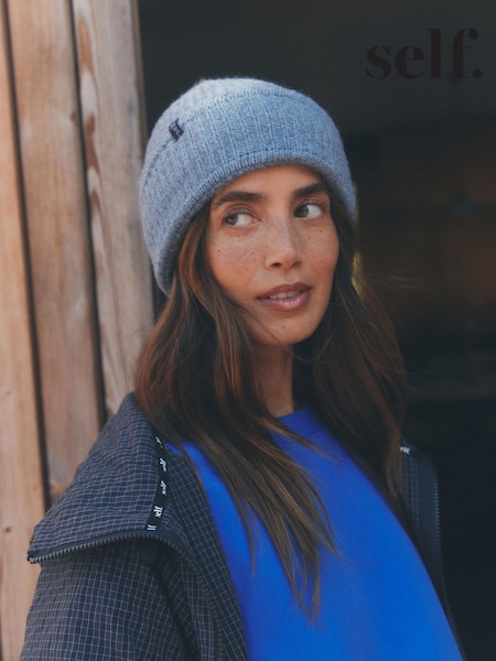 Blue - Self. Knitted Beanie Hat