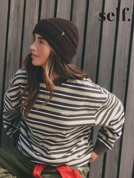 Chocolate Brown - Self. Knitted Beanie Hat
