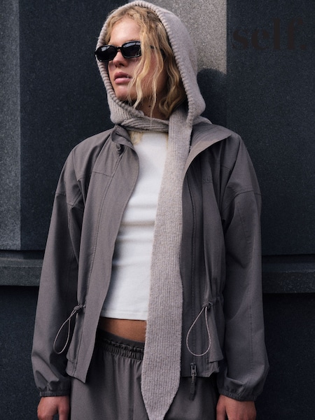 Neutral - Self. Knitted Hooded Scarf