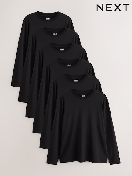 Negro - Regular Long Sleeve T-shirts 6 Pack