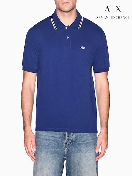Blue - Regular Armani Exchange Regular-fit Logo Polo Shirt